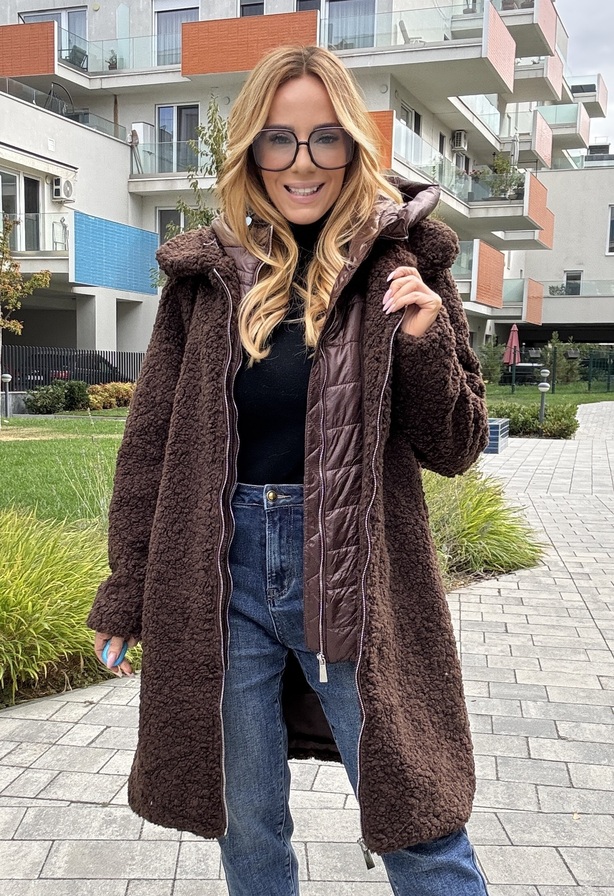 Alisha kabát mogyoró barna – Női télikabát – Innova Fashion